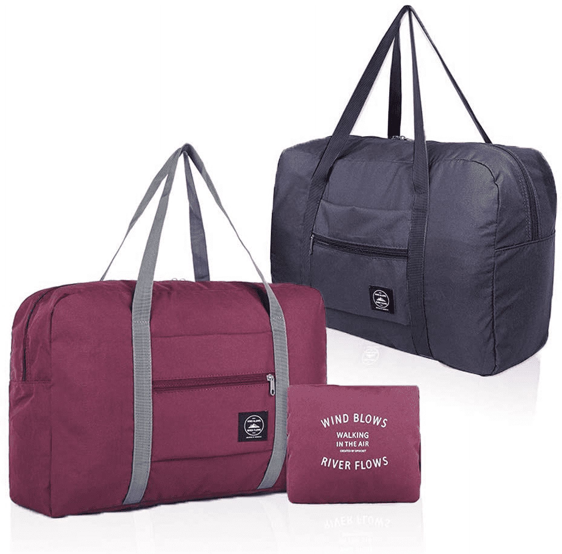 2 Pack Foldable Travel Duffel Bag, Amerteer Waterproof Carry On Luggage Bag, Lightweight Travel Luggage Bag for Sports, Gym, Vacation